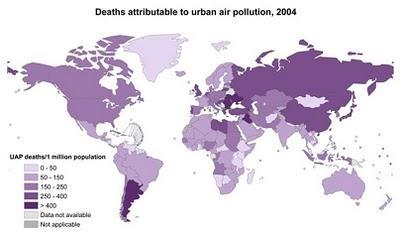 OMS: Transporte y salud. Muertes atribuibles a la contaminación urbana