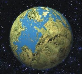 Impresión artística de un exoplaneta similar a la Tierra