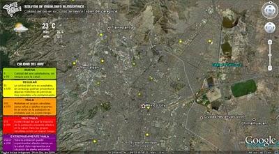 La calidad del aire de Ciudad de México en Google Earth