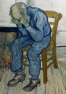 Anciano con las manos en su cabeza, de Vincent Van Gogh. Viejos molestos