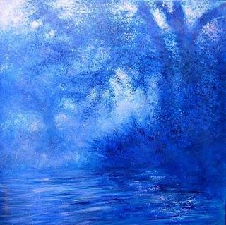 ROSAS EN EL MAR DE LA TARDE AZUL