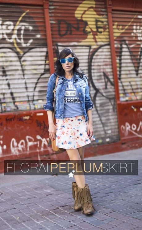 street style barbara crespo floral peplum skirt sendra boots marc by marc jacobs tshirt fashion blogger outfit blog de moda