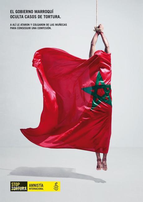 Banderas que ocultan violaciones de los derechos humanos. #StopTortura, Marruecos
