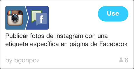 Cómo publicar fotos de Instagram en una página de Facebook IFTTT Recipe: Publicar fotos de instagram con una etiqueta específica en página de Facebook connects instagram to facebook-pages