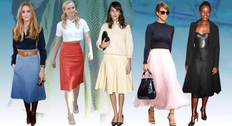 Falda midi retro, moda 2014
