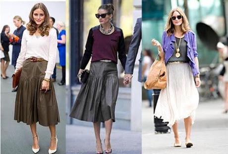 Falda midi retro, moda 2014