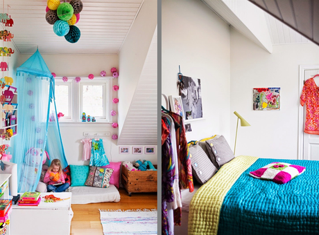 DECORACIÓN EN ROSA Y TURQUESA EN UNA CASA ESCANDINAVA