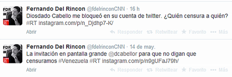Diosdado Cabello bloquea en twitter a F. Del Rincón