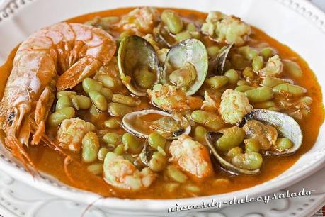 VERDINAS CON ALMEJAS Y LANGOSTINOS