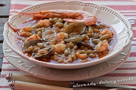 VERDINAS CON ALMEJAS Y LANGOSTINOS