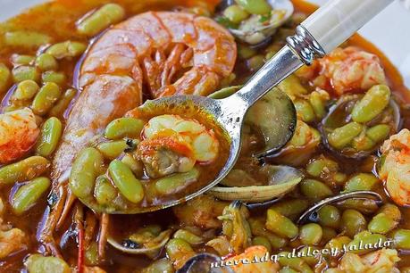 VERDINAS CON ALMEJAS Y LANGOSTINOS