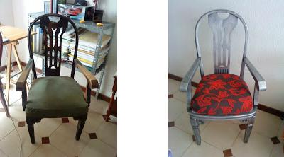 Silla vintage plateada.