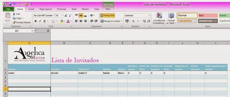  Plantilla Excell para lista de Invitados