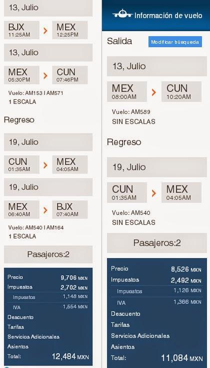 Aeromexico Riviera Maya, vuelo a Cancún