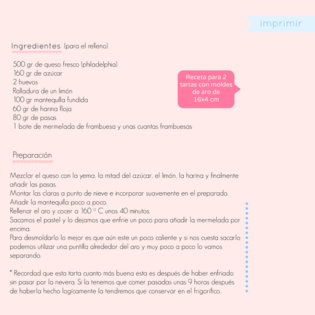 Tarta de queso con mermelada de frambuesa