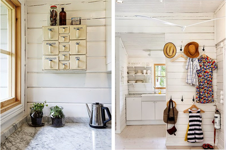 PARA LAS VACACIONES UNA CABAÑA DE MADERA BLANCA