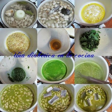Judiones guisados con lomito de merluza en salsa verde