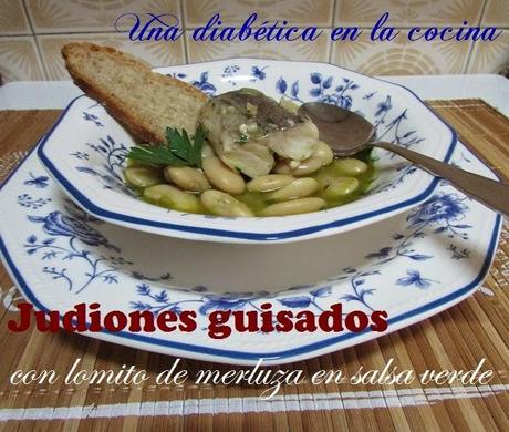 Judiones guisados con lomito de merluza en salsa verde