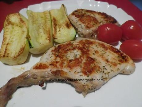 Chuletas de pavo con calabacín.