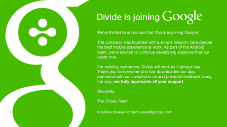 Google Compra Divide desarrolladores de una aplicación móvil para empresas divide-google