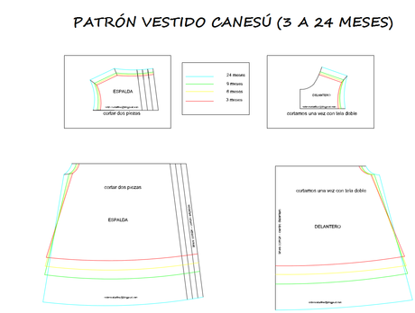 Como hacer ropa bebe vestido niñas (patrón gratis 3 a 24 meses)