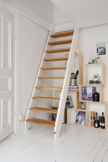 Ingeniosa distribución en 38 m² interiores espacios pequeños estilo nórdico escandinavo dormitorio en altillo distribución piso ingeniosa decoración pisos pequeños decoración nórdica cocinas pequeñas nórdicas blog decoración nórdica