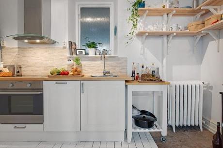 Ingeniosa distribución en 38 m² interiores espacios pequeños estilo nórdico escandinavo dormitorio en altillo distribución piso ingeniosa decoración pisos pequeños decoración nórdica cocinas pequeñas nórdicas blog decoración nórdica