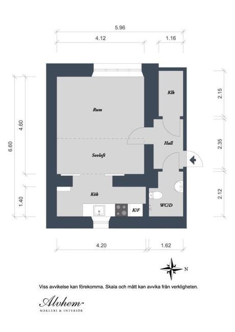 Ingeniosa distribución en 38 m² interiores espacios pequeños estilo nórdico escandinavo dormitorio en altillo distribución piso ingeniosa decoración pisos pequeños decoración nórdica cocinas pequeñas nórdicas blog decoración nórdica