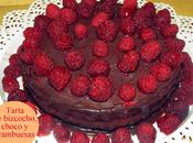 Tarta bizcocho, chocolate frambuesas