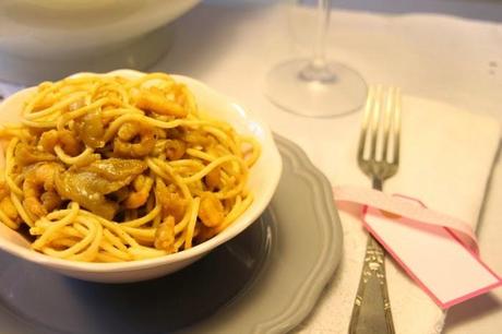 receta: pasta al curry con gambitas - recipe: curry and shrimp pasta