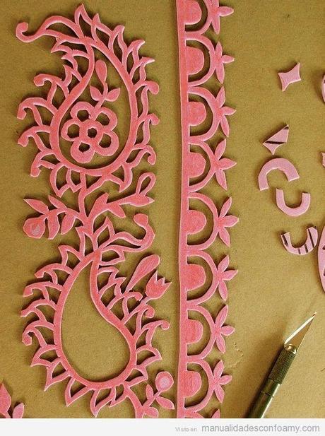 Crea tus propios sellos - con goma-eva!! Tampones de foamy o goma eva con cenefas y encaje para estampar
