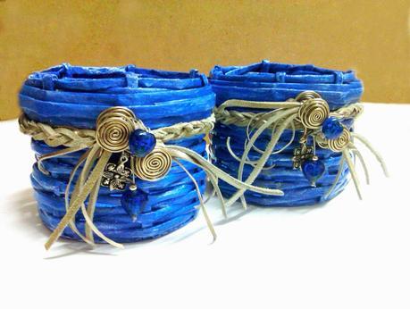 Cestas monocolor con decoración rústica