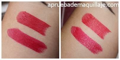 Swatches de Rouge Forever Divine 105 y Rouge Sublime  Glamour 216 de Chen Yu