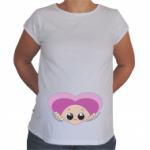 camiseta premama corazon bebe asomandose blanca