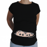 camiseta premama gemelos asomandose negra