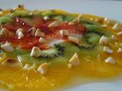 Carpaccio naranja, kiwi fresas