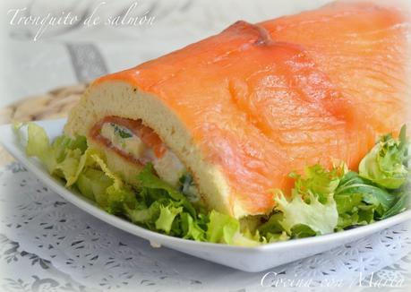 Tronquito salado de salmón. Bizcocho  casero con y sin Thermomix. Ocasiones especiales