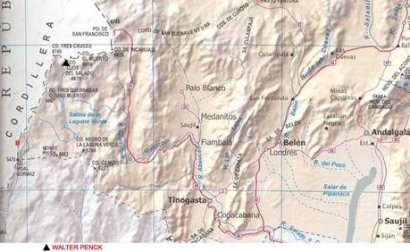 Ubicación Cerro Walter Penck, Catamarca, Argentina.