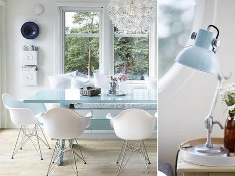 Decoración nórdica fresca y veraniega sillas eames dar muebles de diseño lámparas de ikea PS Maskros decoración terrazas nórdicas Decoración nórdica fresca y veraniega decoración nórdica escandinava decoración en colores pastel decoración en blanco y azul celeste decoración comedores románticos decoración cocinas nórdicas blog decoración nórdica