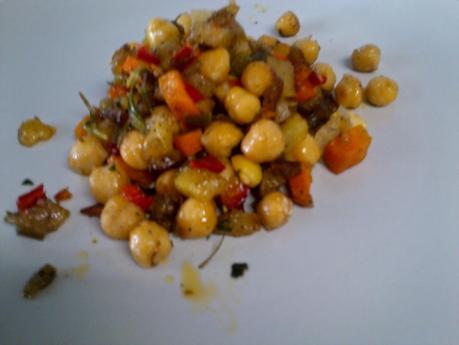 Garbanzos salteados con verduras