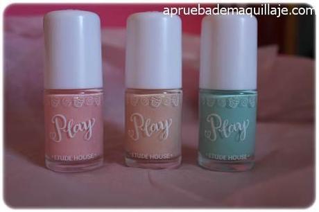 Esmaltes de uñas play texture sugar powder nails de Etude House tonos 192,193 y 194