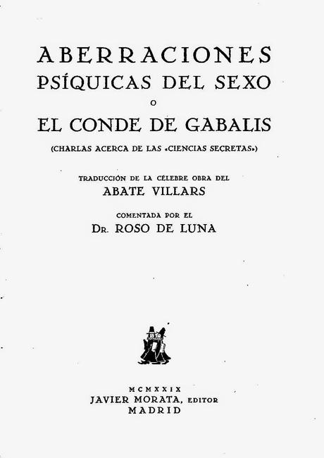 Aberraciones Psíquicas Del Sexo o El Conde De Gabalis de Mario Roso de Luna