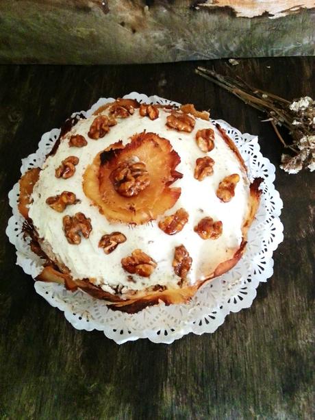 TARTA DE PIÑA DESHIDRATADA Y NUECES CARAMELIZADAS
