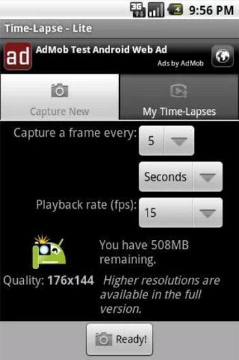 5 de las mejores aplicaciones gratis para crear vídeos time-lapse en Android time-lapse-lite