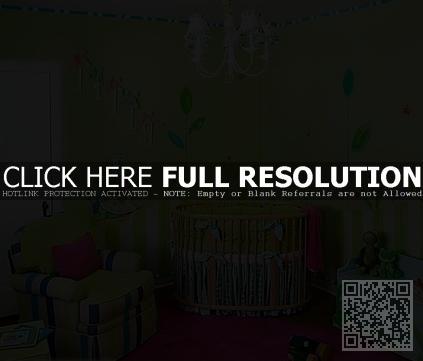 Green Flowers Wall Murals Stickers and Colorful Furniture Sets in Nursery Baby Bedroom Decorating Design Ideas