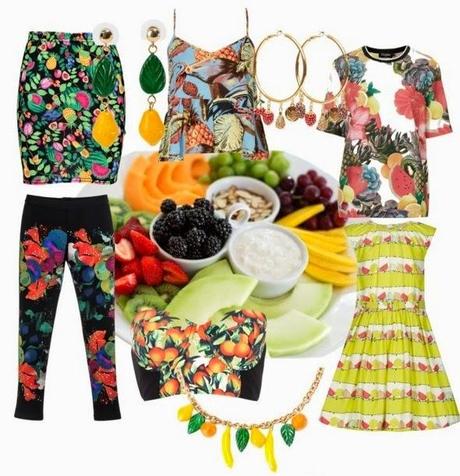 estampado frutal, frutas, piñas, cítricos, tendencia, verano, 2014