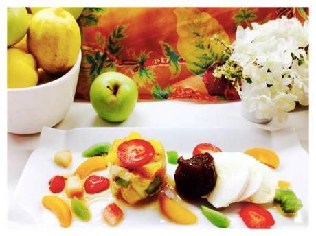 Minestrone de frutas de temporada, higo en almíbar y mozzarella 1