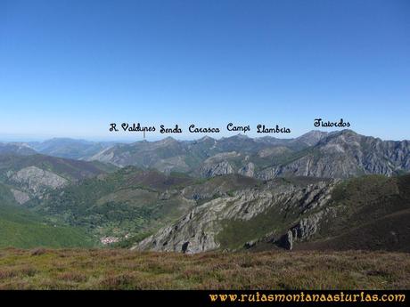 Transcantabrica Tarna-Ponga: Vista desde el Abedular al Tiatordos, La Llambria, El Campigueños, La Senda y la Carasca y el Requexón de Valdunes