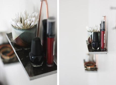 DIY: Mini estanterías de mármol y cobre