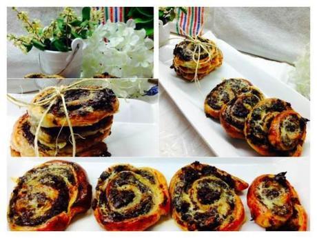 Caracola de hojaldre con morcilla y peramCollage_Fotor